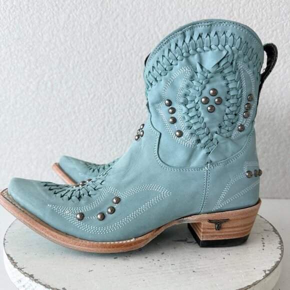 Lane COSSETTE Womens Cowboy Bootie 7.5 Blue Cowgirl Western Short Ankle Boots - Picture 5 of 13